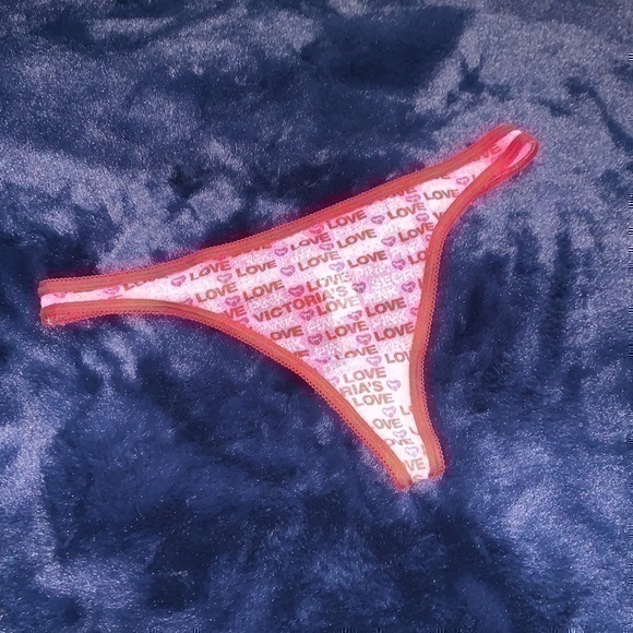 Vintage Pink Victoria’s Secret Mesh Valentine Love Thong Panty NWOT​ - Picture 2 of 7